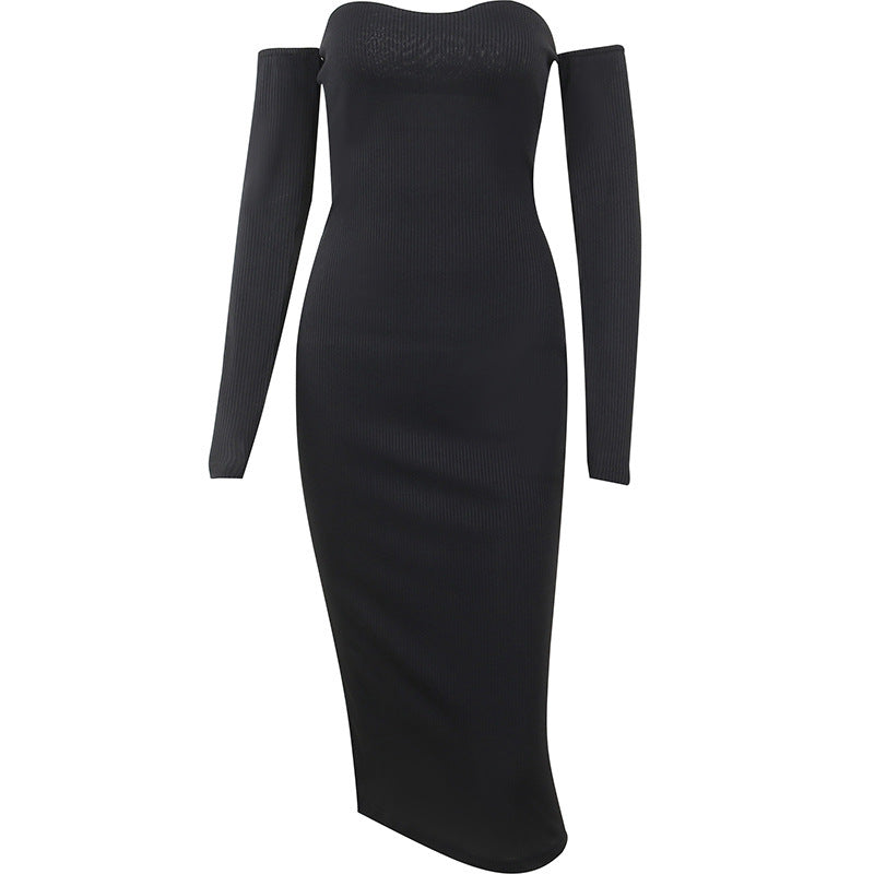 Black bodycon with arm warmers CC22282