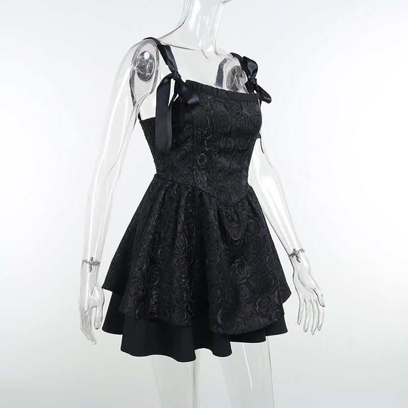 Gothic Black Off-shoulder Mini Dress CC21254