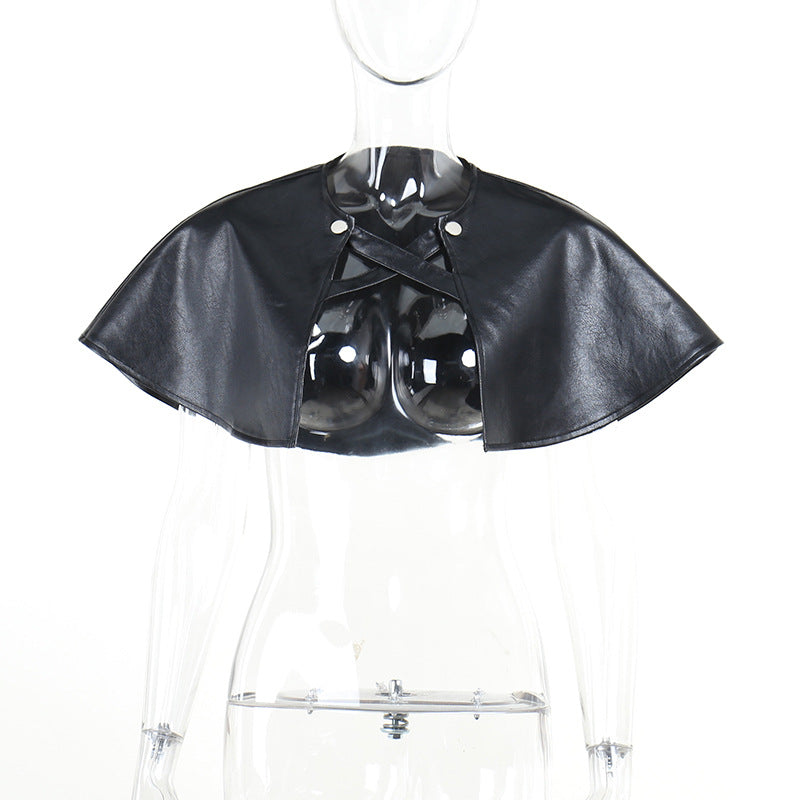 Punk Style Faux Leather Short Cape XY22038