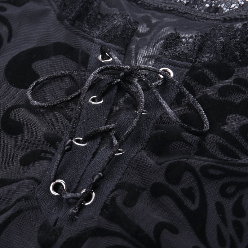 Gothic Black Lace Corset Bodysuit 92360