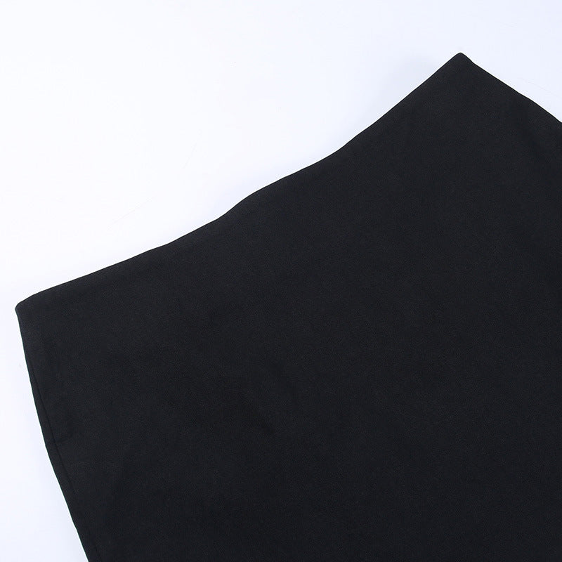 Black Skull Print Gothic Skirt CF23016
