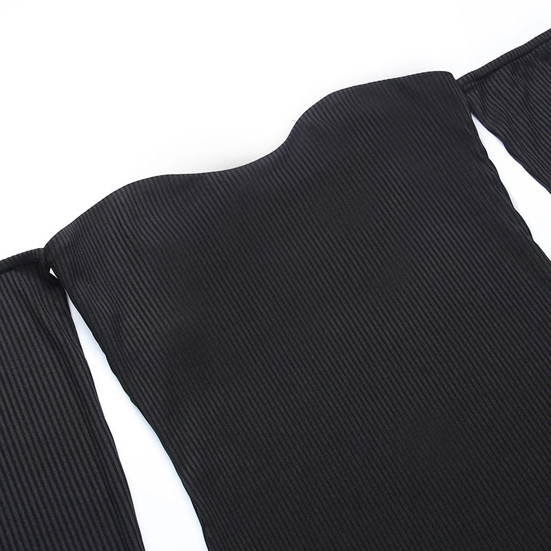 Black bodycon with arm warmers CC22282