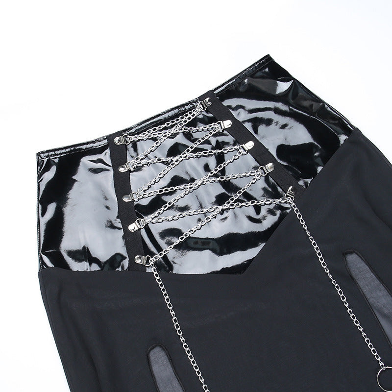 Gothic sheer mesh see-through long skirt SY22016