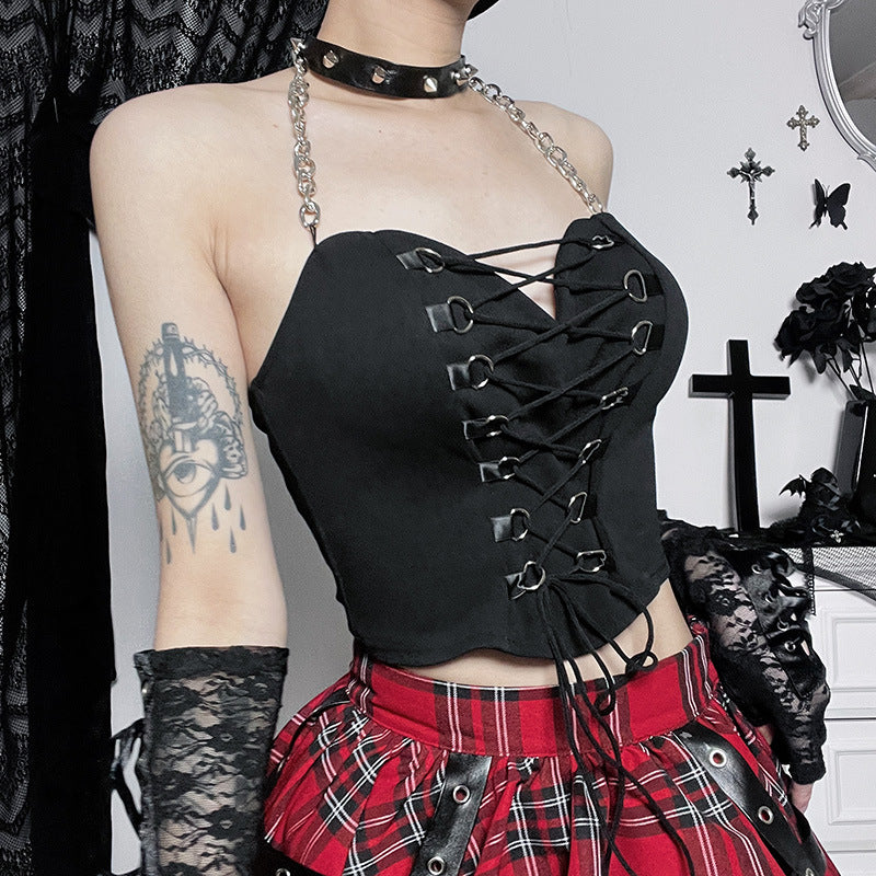Punk Style Chains Halter Corset Top JY22602