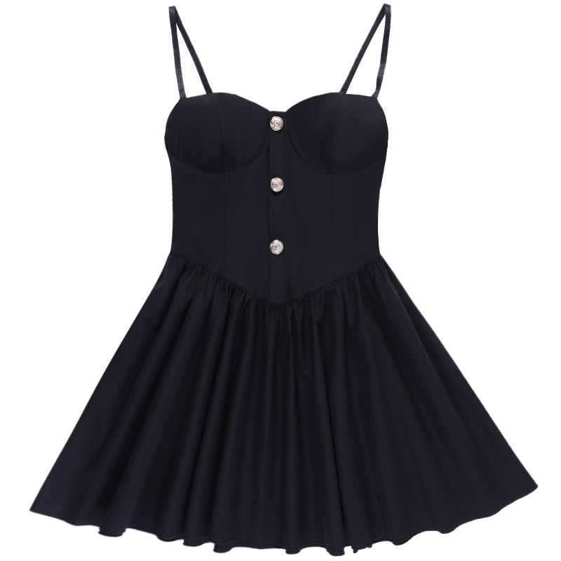 Black Gothic Strappy Lolita Dress CF23002