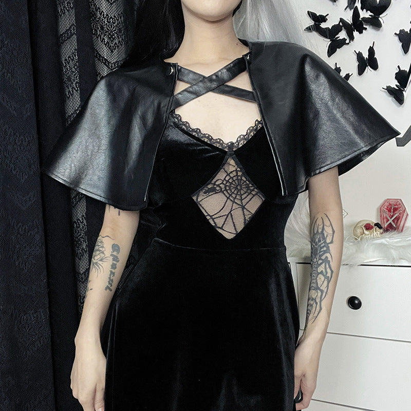 Punk Style Faux Leather Short Cape XY22038