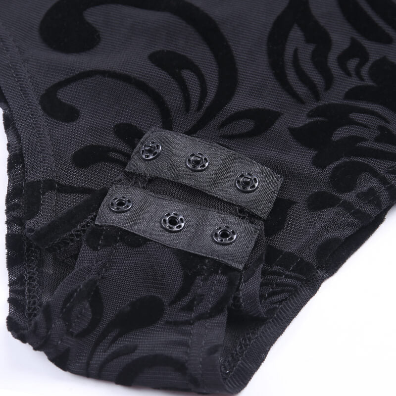 Gothic Black Lace Corset Bodysuit 92360