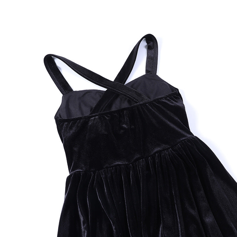 Gothic Black Strap Strap Dress LH22526
