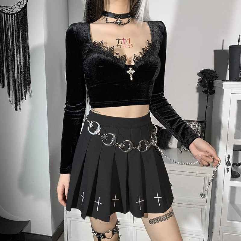 Gothic Long Sleeve Crop Top HY21254