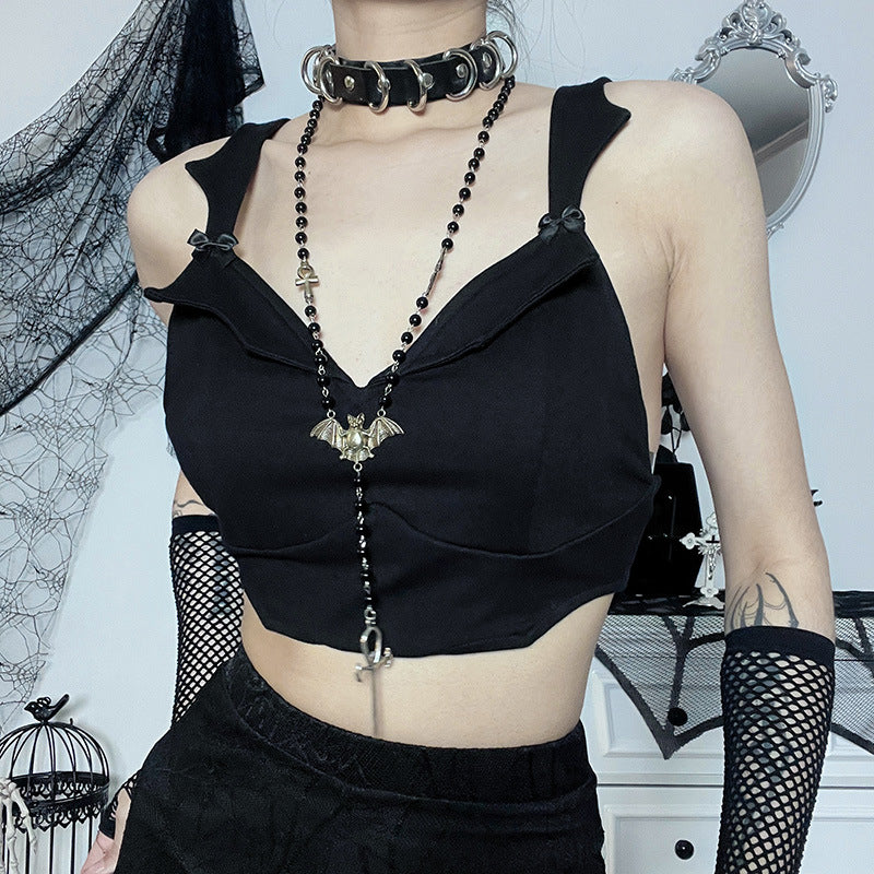 Gothic Bat Wing Collars Crop Top CF22219