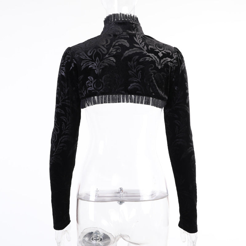 Black retro gothic floral bolero 23614A