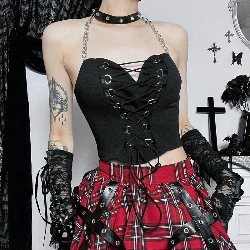 Punk Style Chains Halter Corset Top JY22602