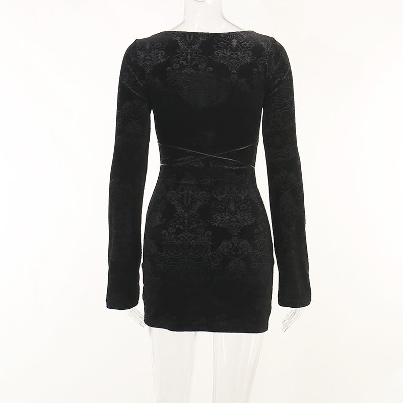 Black Gothic Style Bodycon Dress LL22007