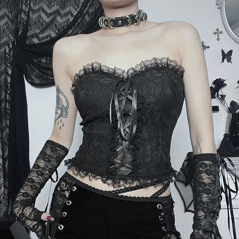 Gothic Black Corset Top CF23005