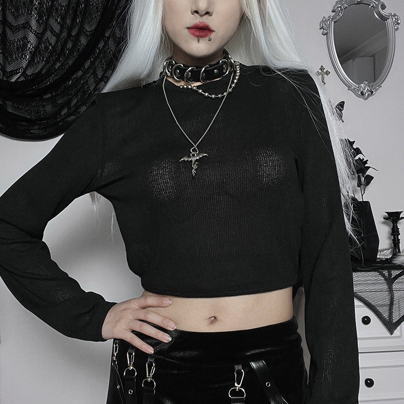 Gothic Style Spider Web Back Long Sleeve Top YJ22571