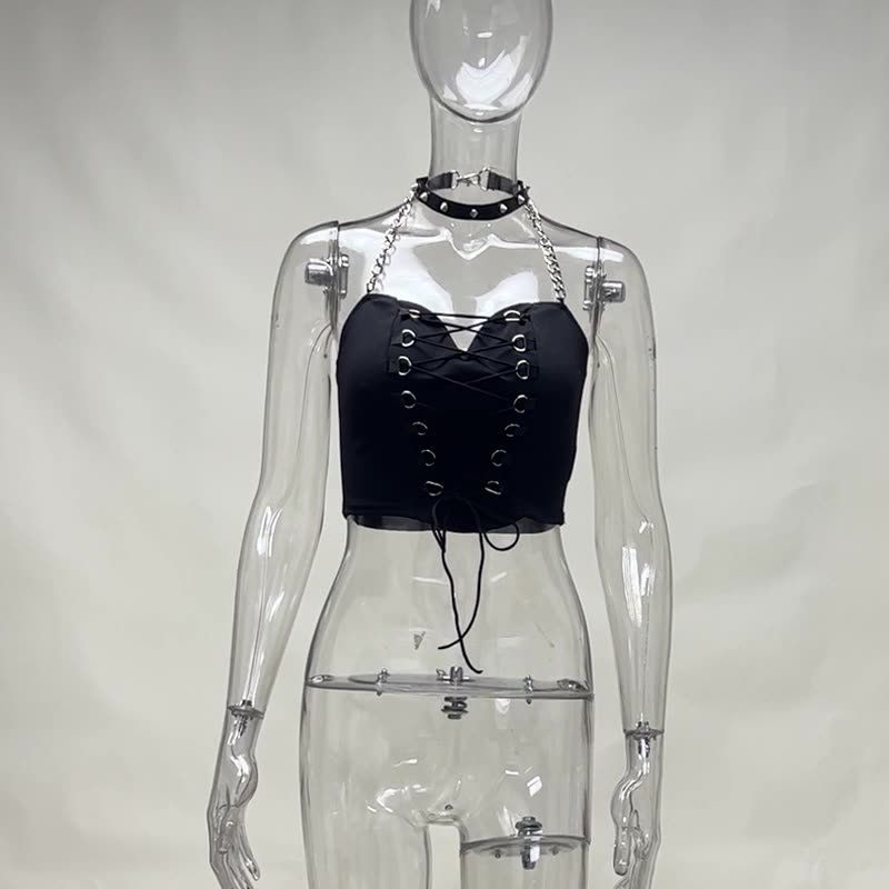 Punk Style Chains Halter Corset Top JY22602