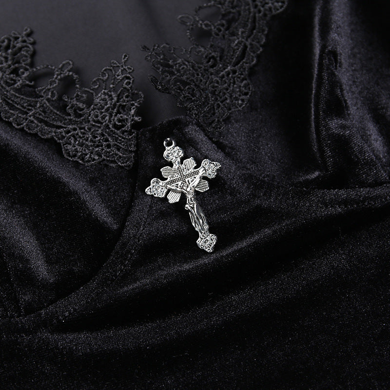 Gothic Long Sleeve Crop Top HY21254