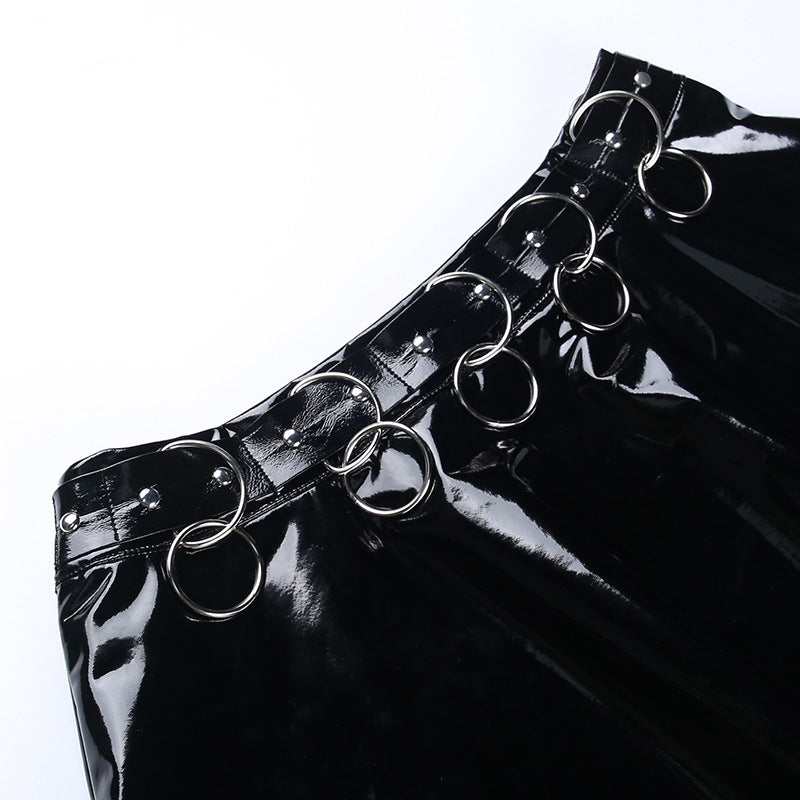 Punk Style Metal Black Short Skirt JY22608