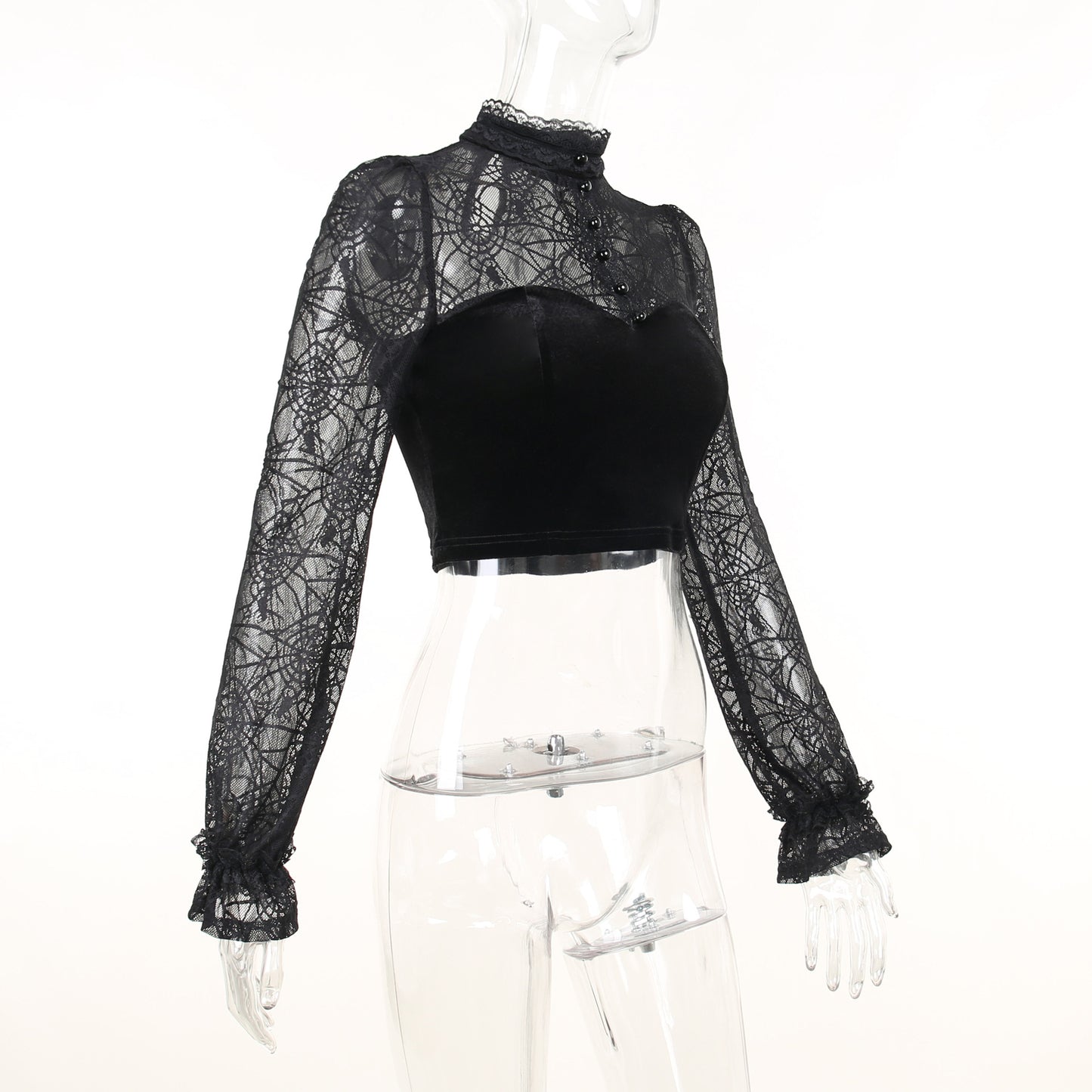 Gothic Spider Web Long Sleeve Top CF22147