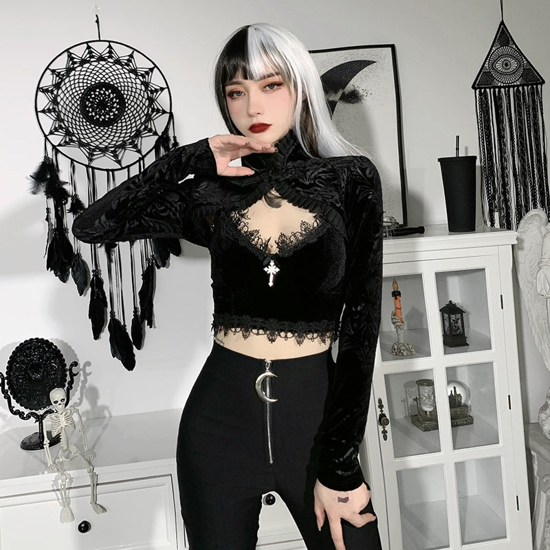Black retro gothic floral bolero 23614A