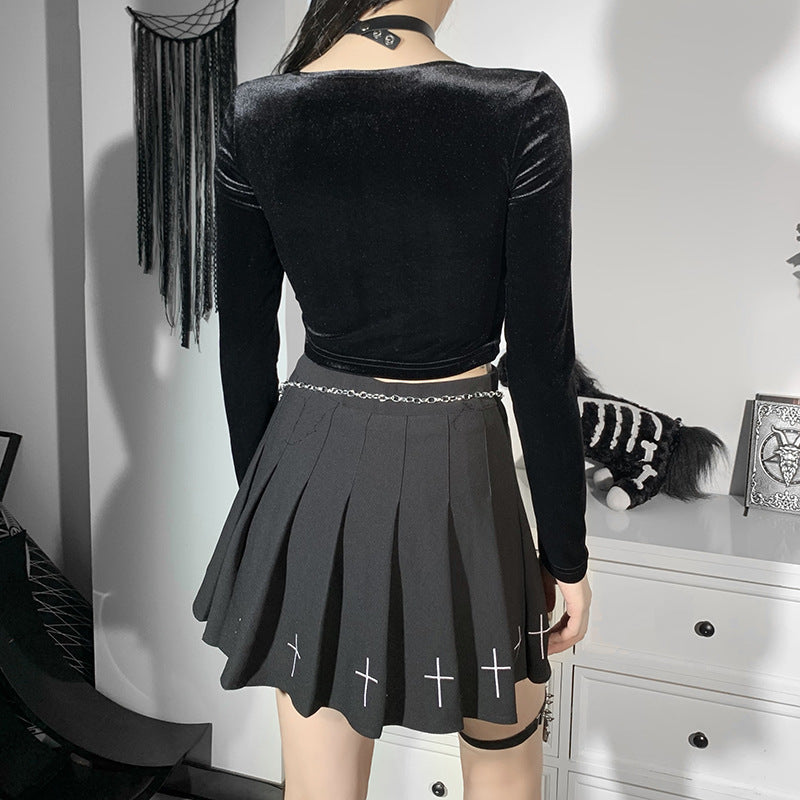 Gothic Long Sleeve Crop Top HY21254