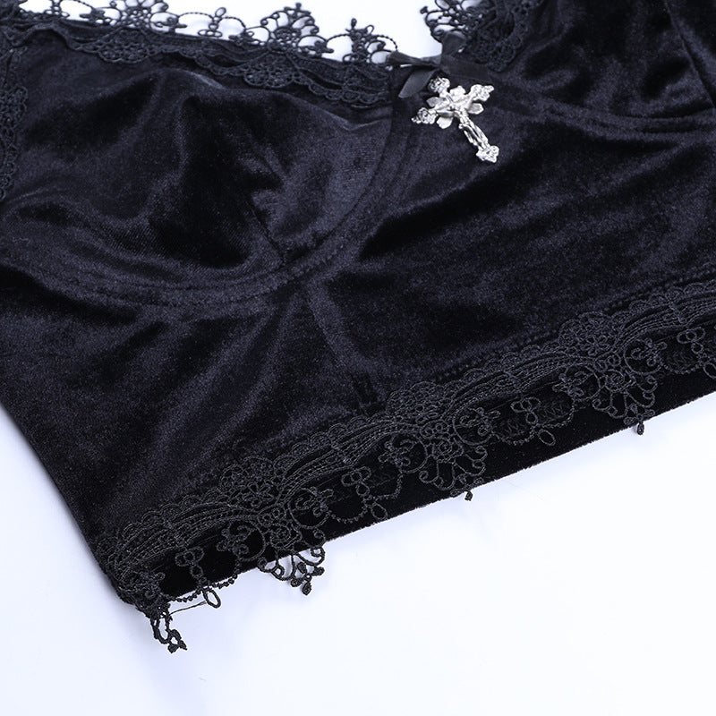 Gothic Black Velvet Camisole 23634a