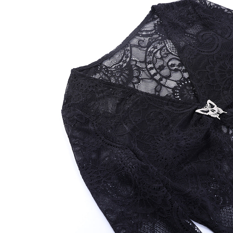 Black Lace Gothic Long Sleeve Bolero WY22038