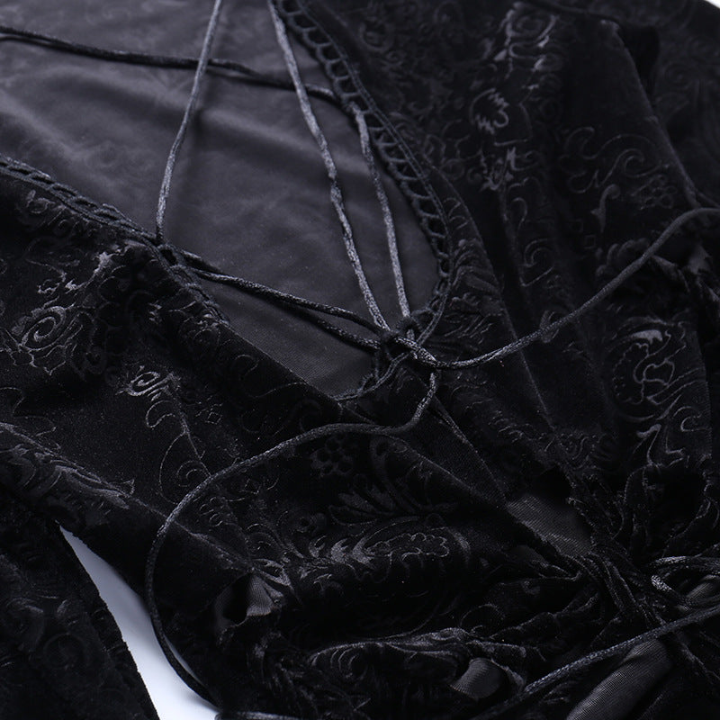 Black Gothic Style Bodycon Dress LL22007