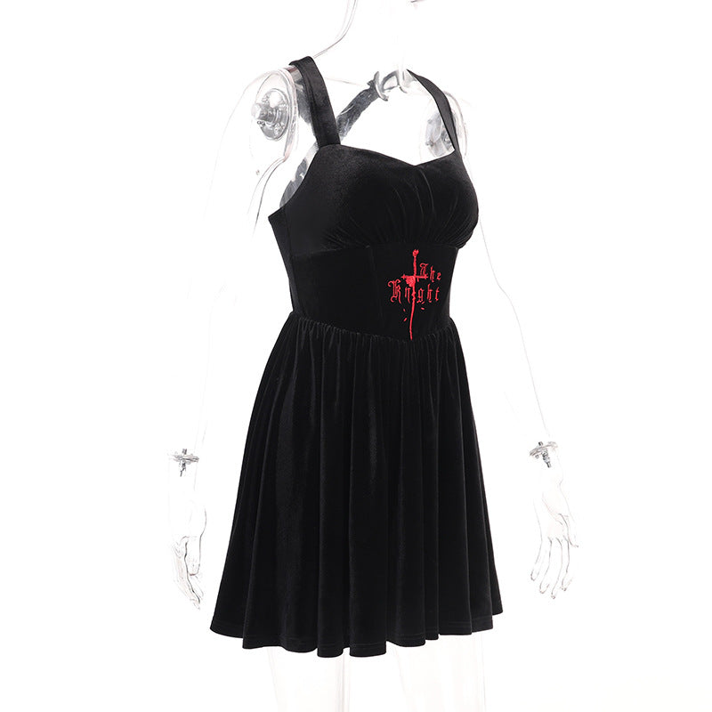 Gothic Black Strap Strap Dress LH22526