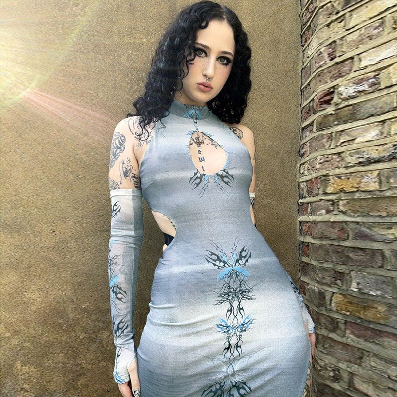 Gray Gothic Split Dress WY22028