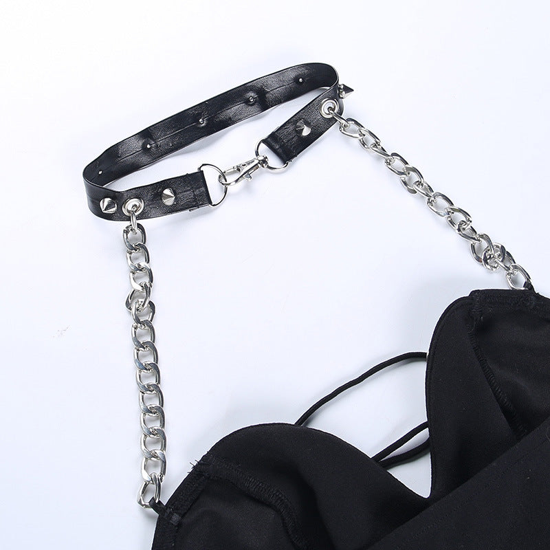 Punk Style Chains Halter Corset Top JY22602