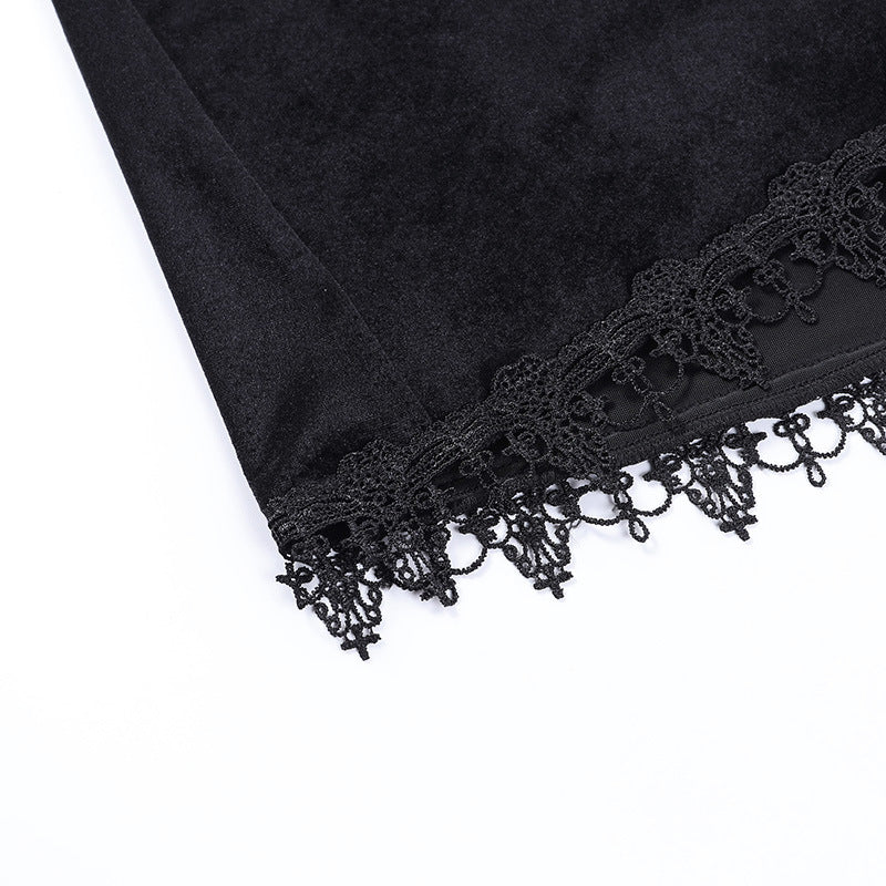 Gothic Short Sleeve Velvet Dress JY22314