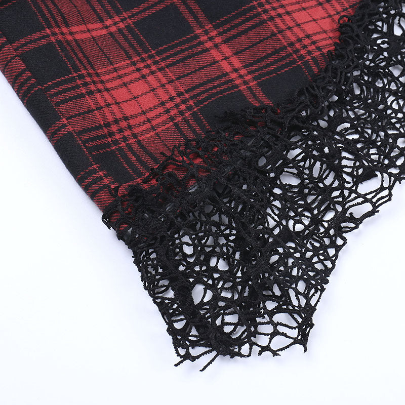 Red Tartan Punk Style Strappy Dress CC22121