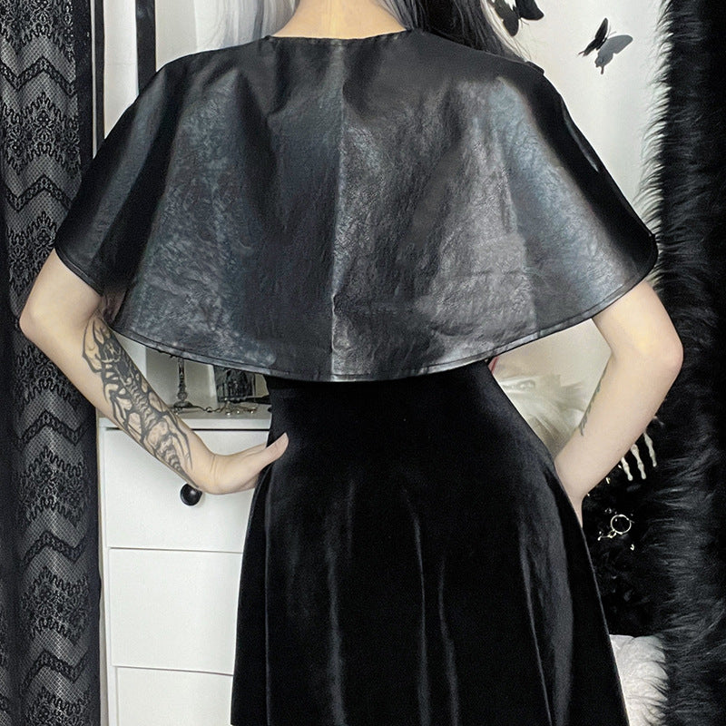 Punk Style Faux Leather Short Cape XY22038