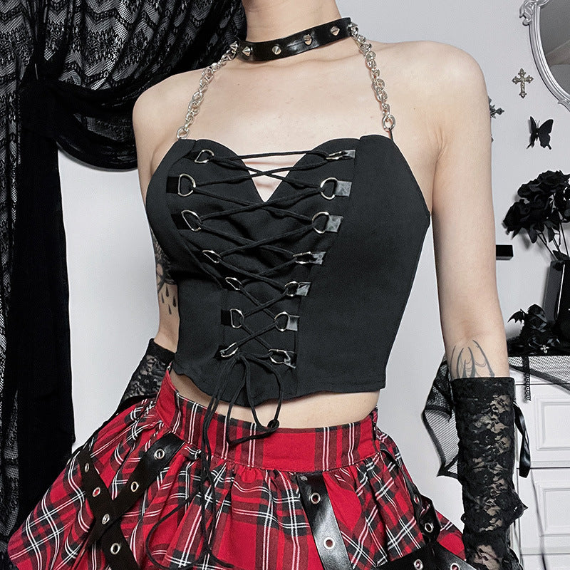 Punk Style Chains Halter Corset Top JY22602