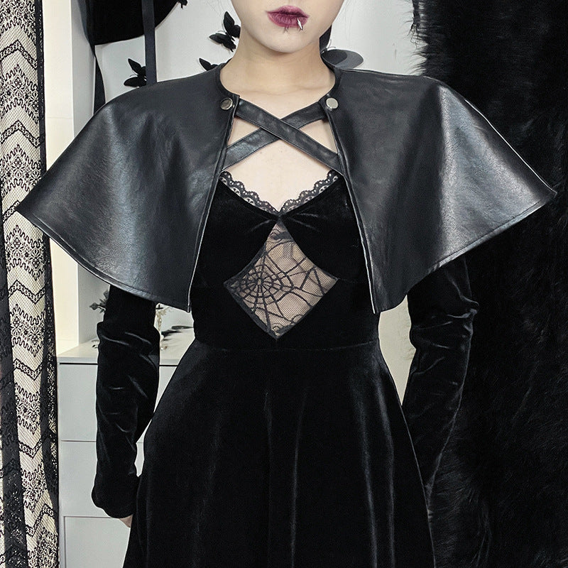 Punk Style Faux Leather Short Cape XY22038