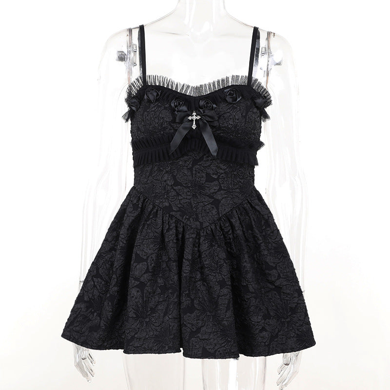 Black Gothic Rose Lace Dress JY23037