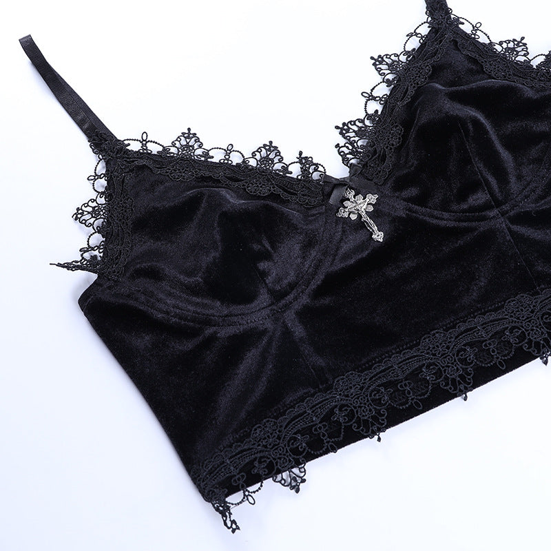 Gothic Black Velvet Camisole 23634a