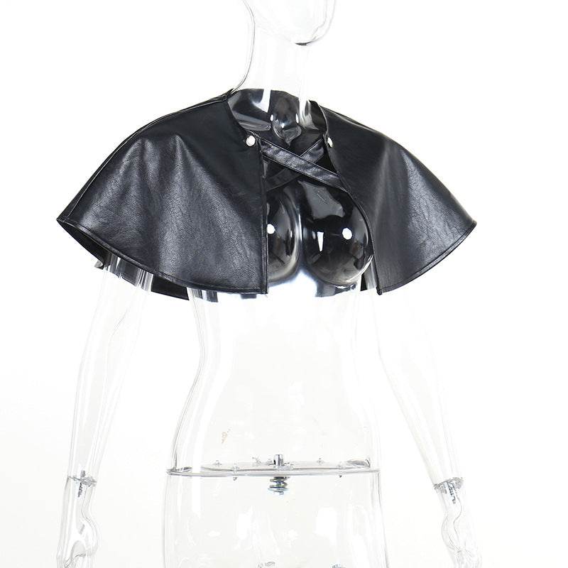 Punk Style Faux Leather Short Cape XY22038