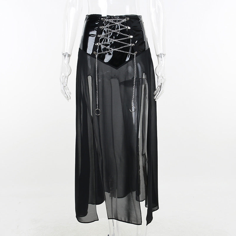 Gothic sheer mesh see-through long skirt SY22016