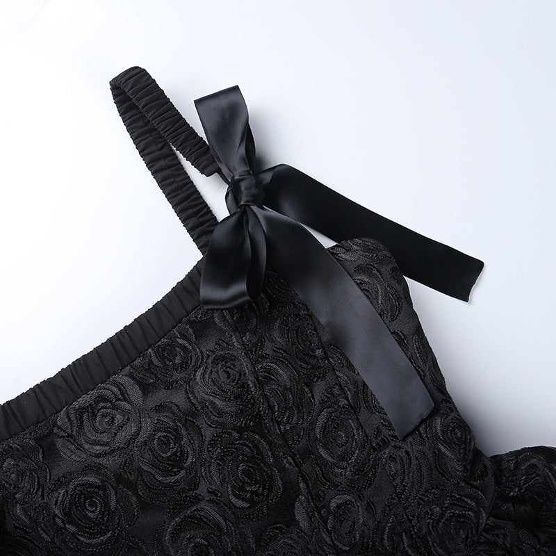 Gothic Black Off-shoulder Mini Dress CC21254