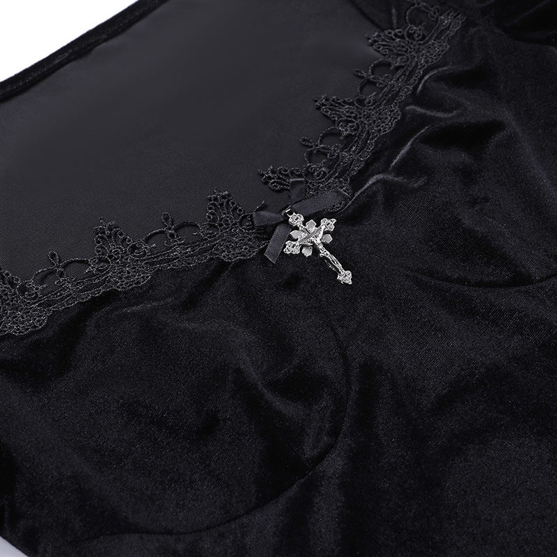 Gothic Short Sleeve Velvet Dress JY22314