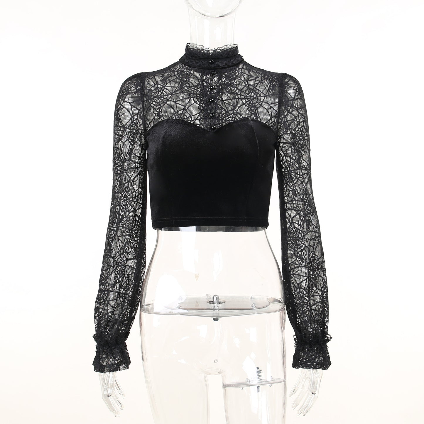Gothic Spider Web Long Sleeve Top CF22147