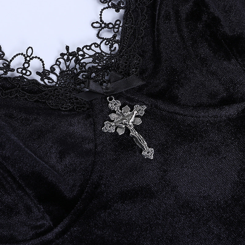 Gothic Black Velvet Camisole 23634a