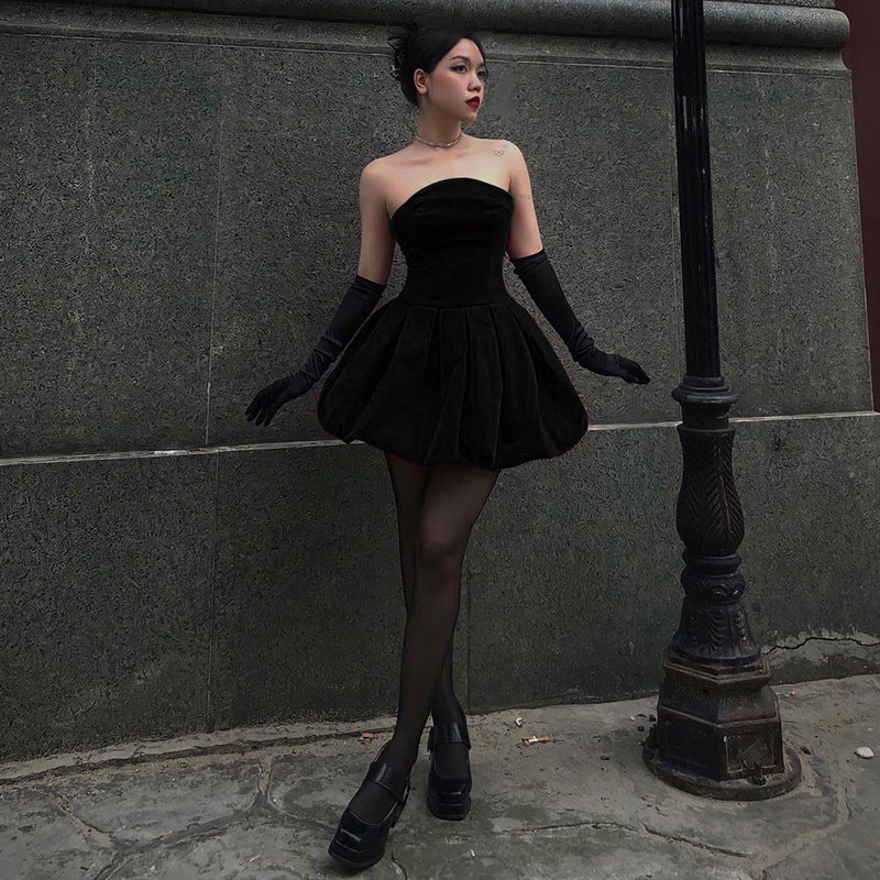 Gothic Style Strap Bubble Dress YJ22497