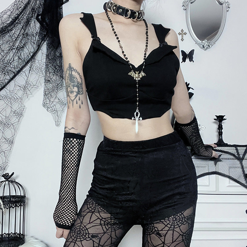 Gothic Bat Wing Collars Crop Top CF22219
