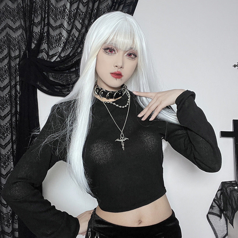 Gothic Style Spider Web Back Long Sleeve Top YJ22571