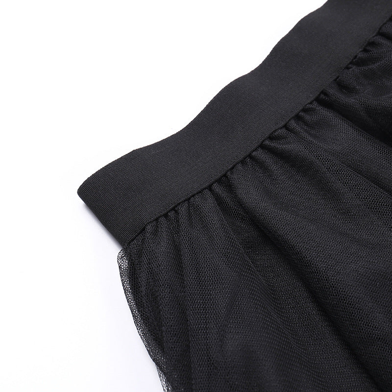 Gothic Dark Seductive Sheer Asymmetrical Skirt CF23078
