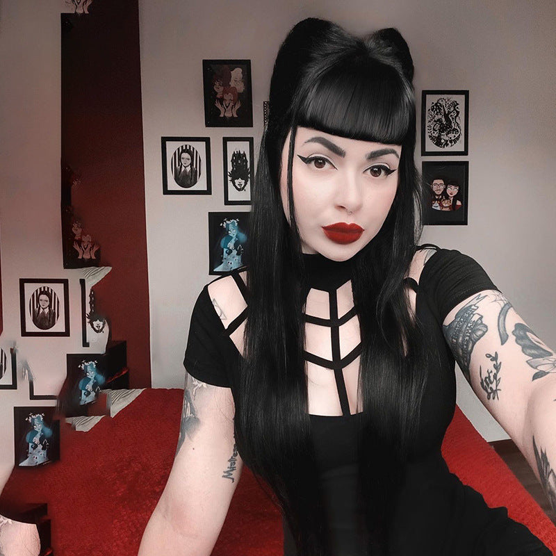 Gothic Black Bodycon Dress CF23012