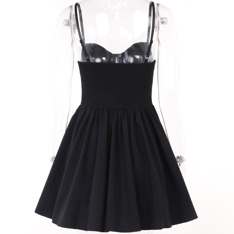 Black Gothic Strappy Lolita Dress CF23002